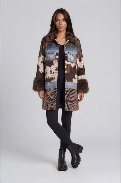 Mixed Media Faux Fur Coat