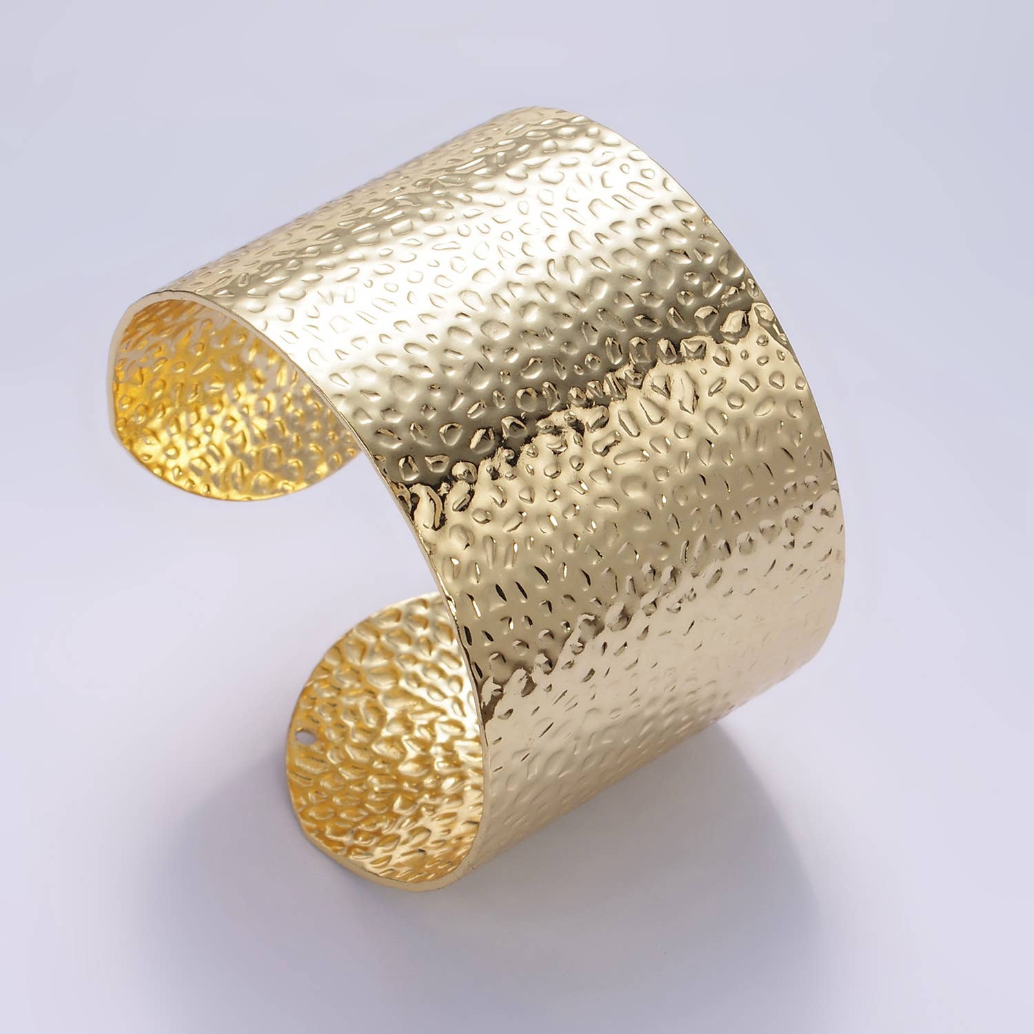 24K Gold Filled Wide Hammered Cuff Bracelet | WA-2520