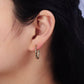 Oblong Hammered Geometric Micro Paved Hoops