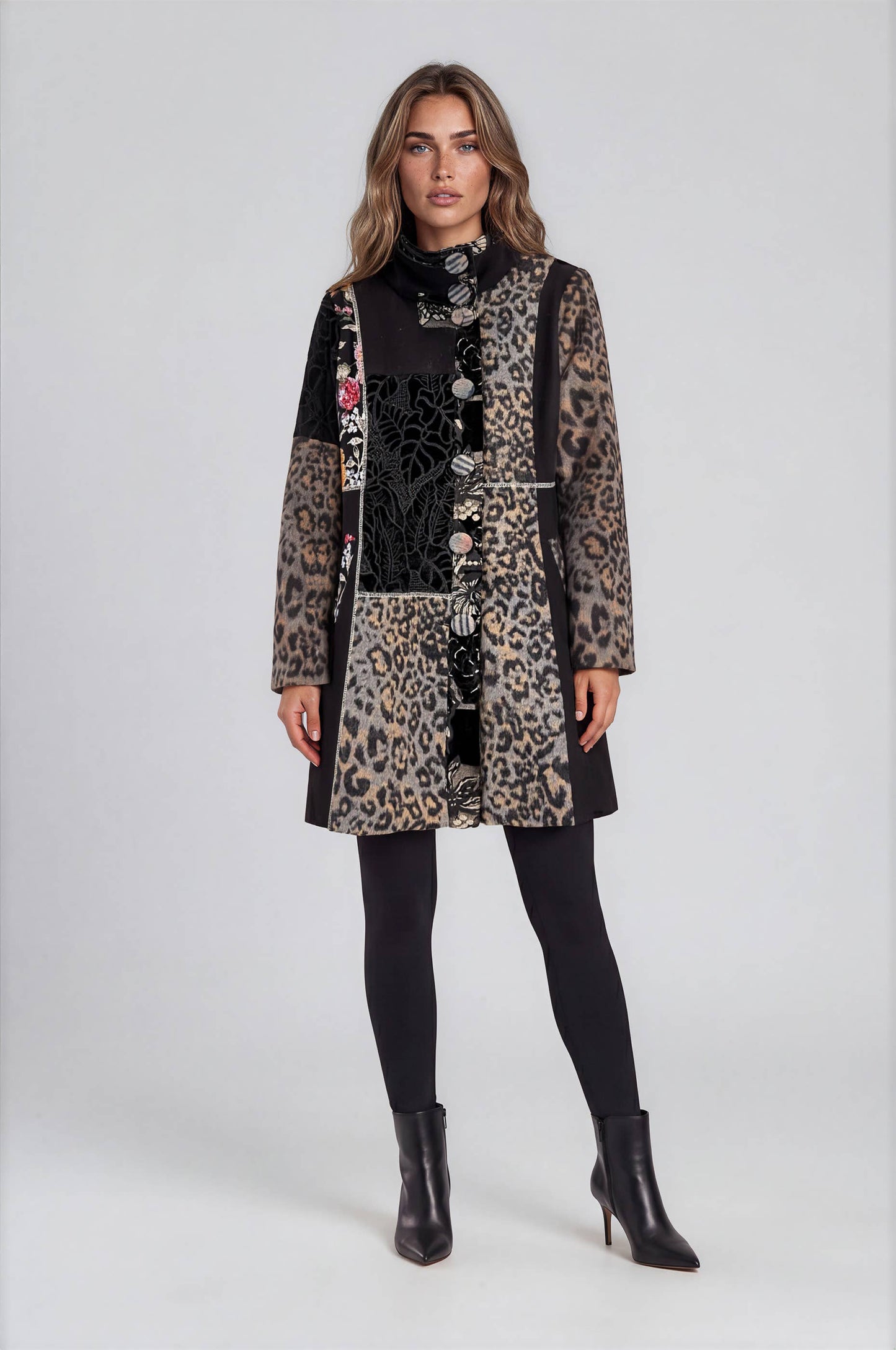 Mixed Print Leopard Patchwork Jacket