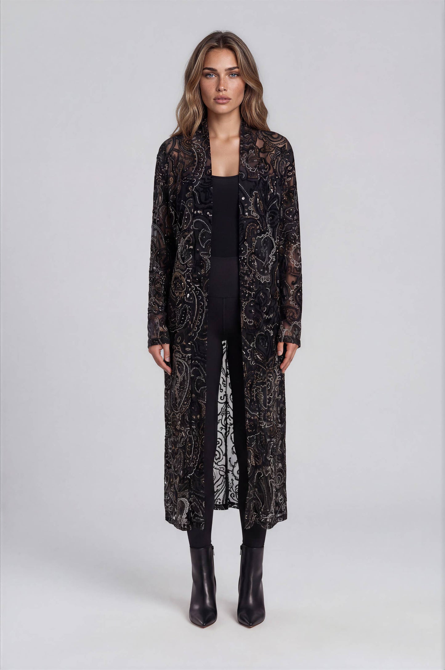 Velvet Burnout Duster with Overlay