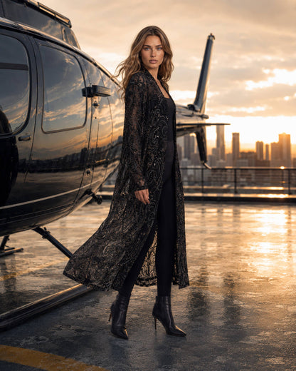 Velvet Burnout Duster with Overlay