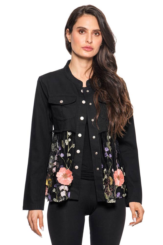 Lace Jacket with Floral Embroidery