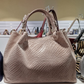 Miw Italian Embossed Woven Leather Handbag