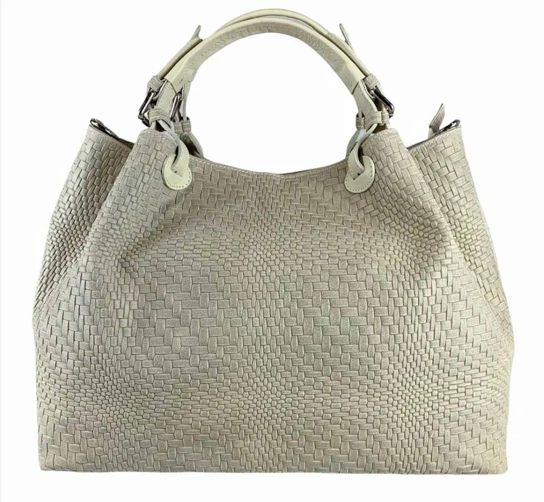 Miw Italian Embossed Woven Leather Handbag
