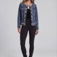 Frayed Denim Jacket with Pearl Trim