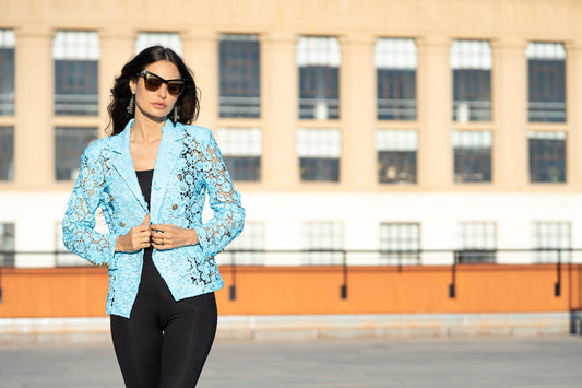 Double-Breasted Lace Blazer