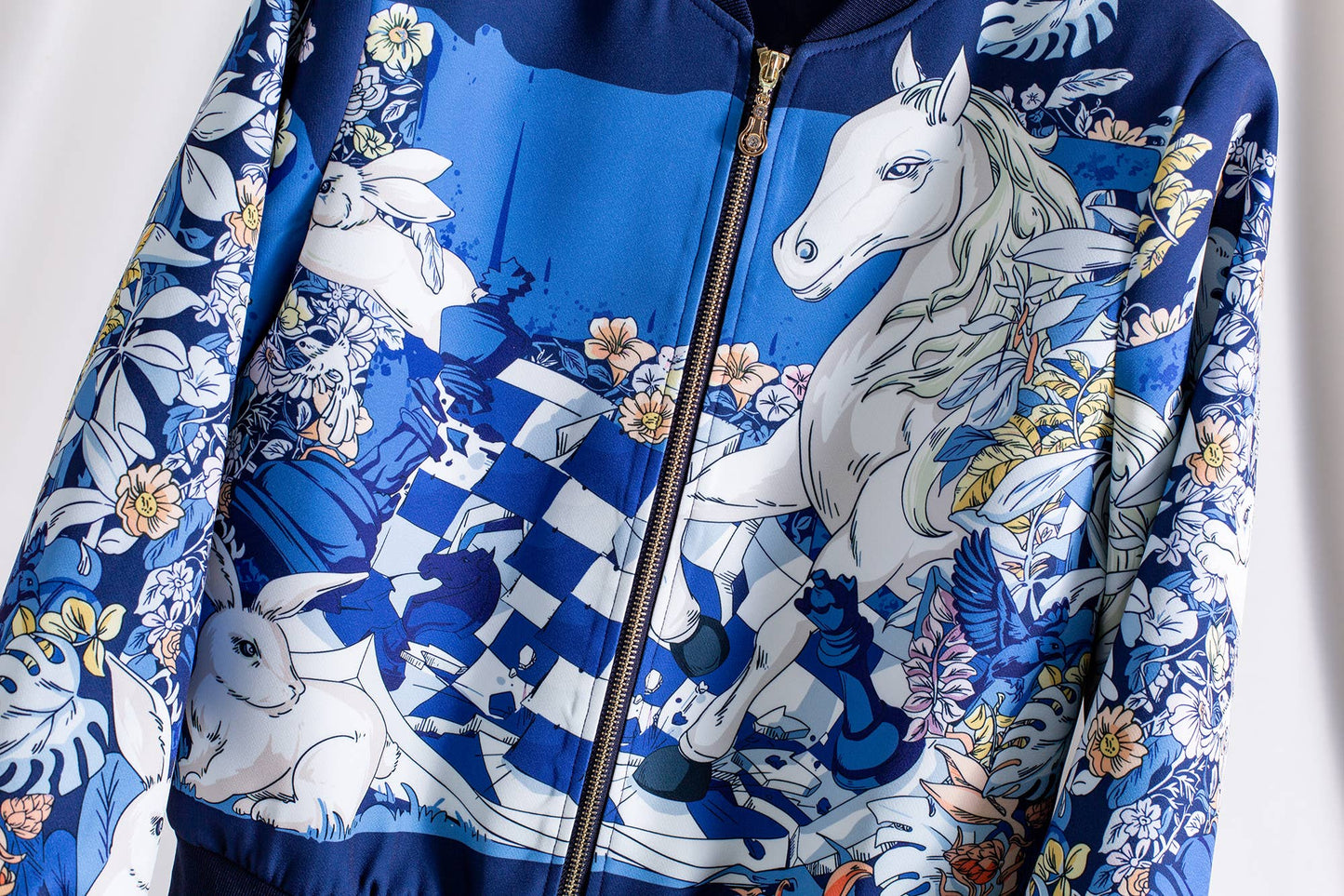 Blue Cropped Baseball Jacket