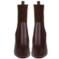 Lexi Stretch Fabric Bootie Stacked Leather Heel