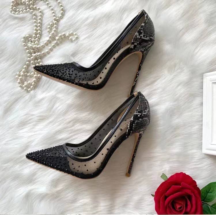 SH022 Sultry Snake Print Rhinestone Stilettos