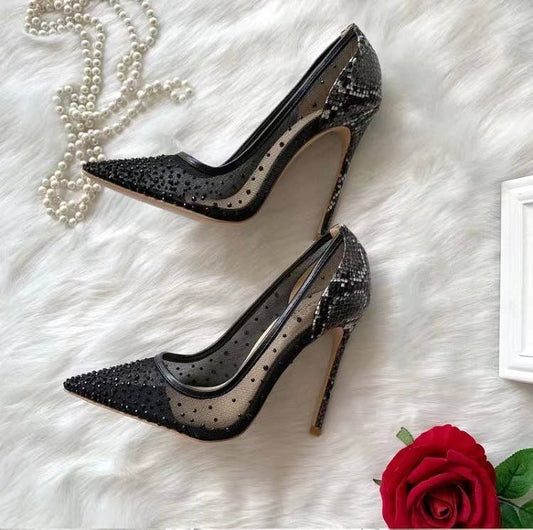 SH022 Sultry Snake Print Rhinestone Stilettos