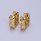 24K Gold Filled Clear Quatrefoil Cz Square Huggies Earrings | AB196
