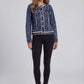 Frayed Denim Jacket with Pearl Trim
