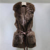 M214 Faux Mink Lapel Vest with Tie Pockets