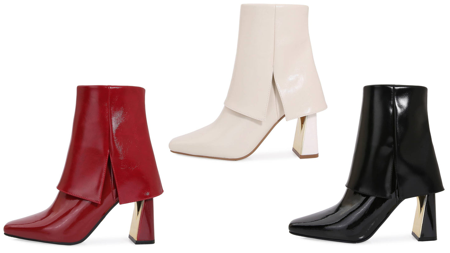 Farina Folded Calf Heel Bootie