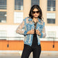 Sheer Floral Lace Denim Jacket