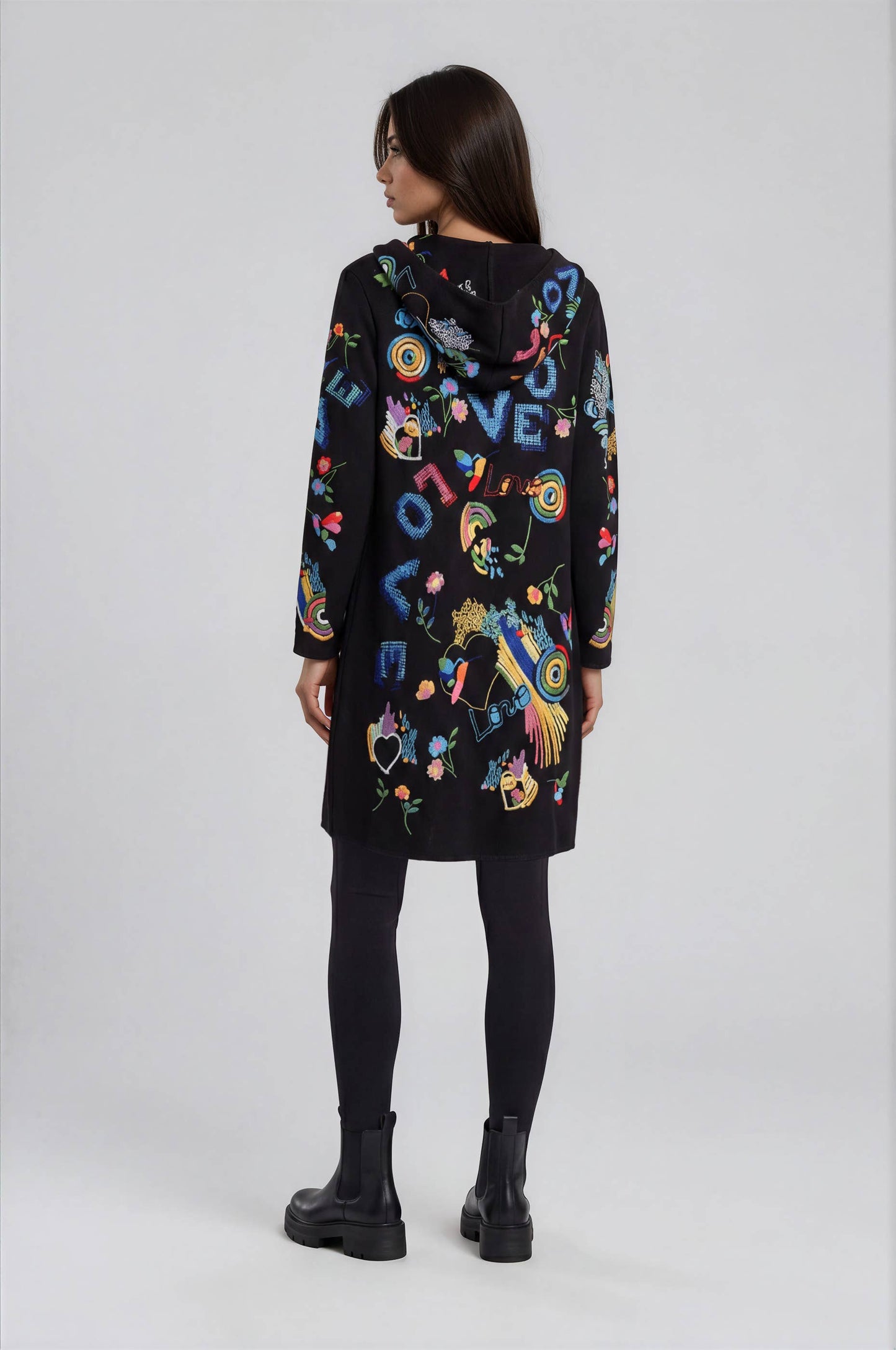 Embroidered Love Hooded Jacket