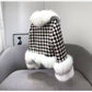 JK101Y Chic Houndstooth Faux Fur Coat
