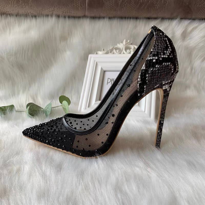 SH022 Sultry Snake Print Rhinestone Stilettos