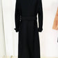 CT027 Elegant Long Black Wool Coat with Gold Accents