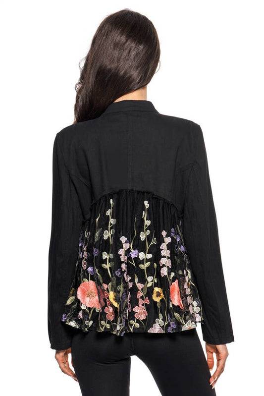 Lace Jacket with Floral Embroidery