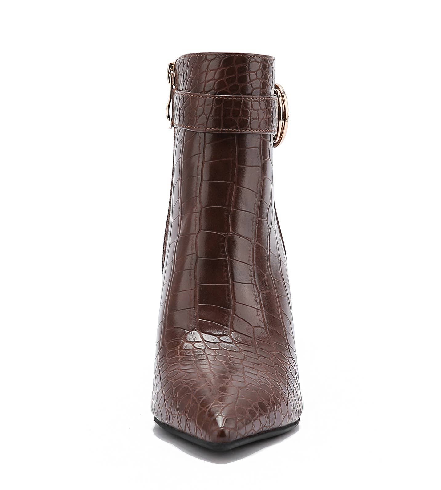 Groovy Croco Print Metal Heel Bootie