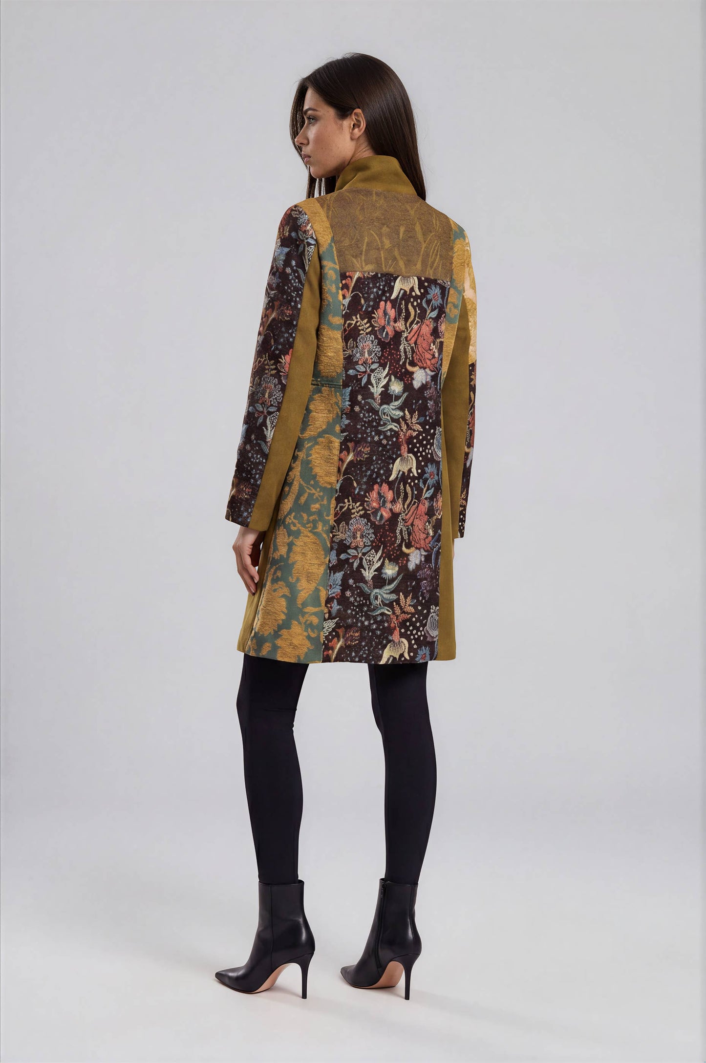 Mixed Print Stand Collar Jacket