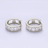 14K Gold Filled Clear Square Cz Lined Huggie Hoop Earrings