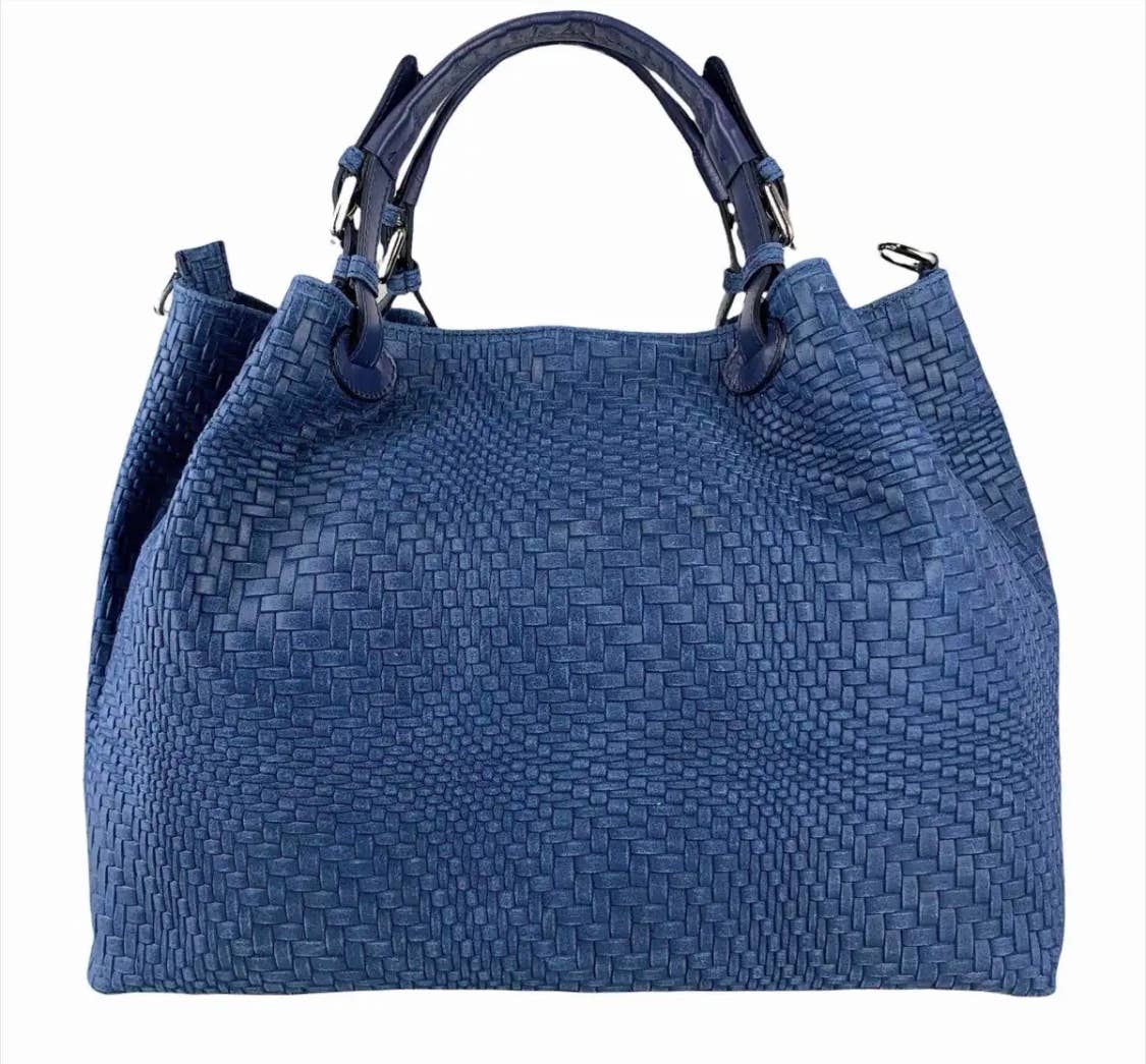 Miw Italian Embossed Woven Leather Handbag