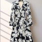 Rose Print Faux Suede Belted Trench Coat
