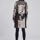 Patchwork Print Button Front Coat
