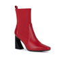Lexi Stretch Fabric Bootie Stacked Leather Heel