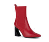 Lexi Stretch Fabric Bootie Stacked Leather Heel