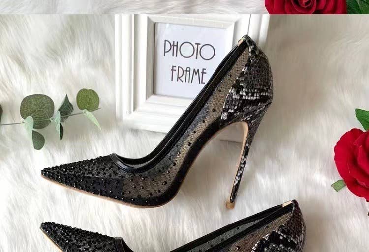 SH022 Sultry Snake Print Rhinestone Stilettos