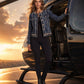 Frayed Denim Jacket with Pearl Trim