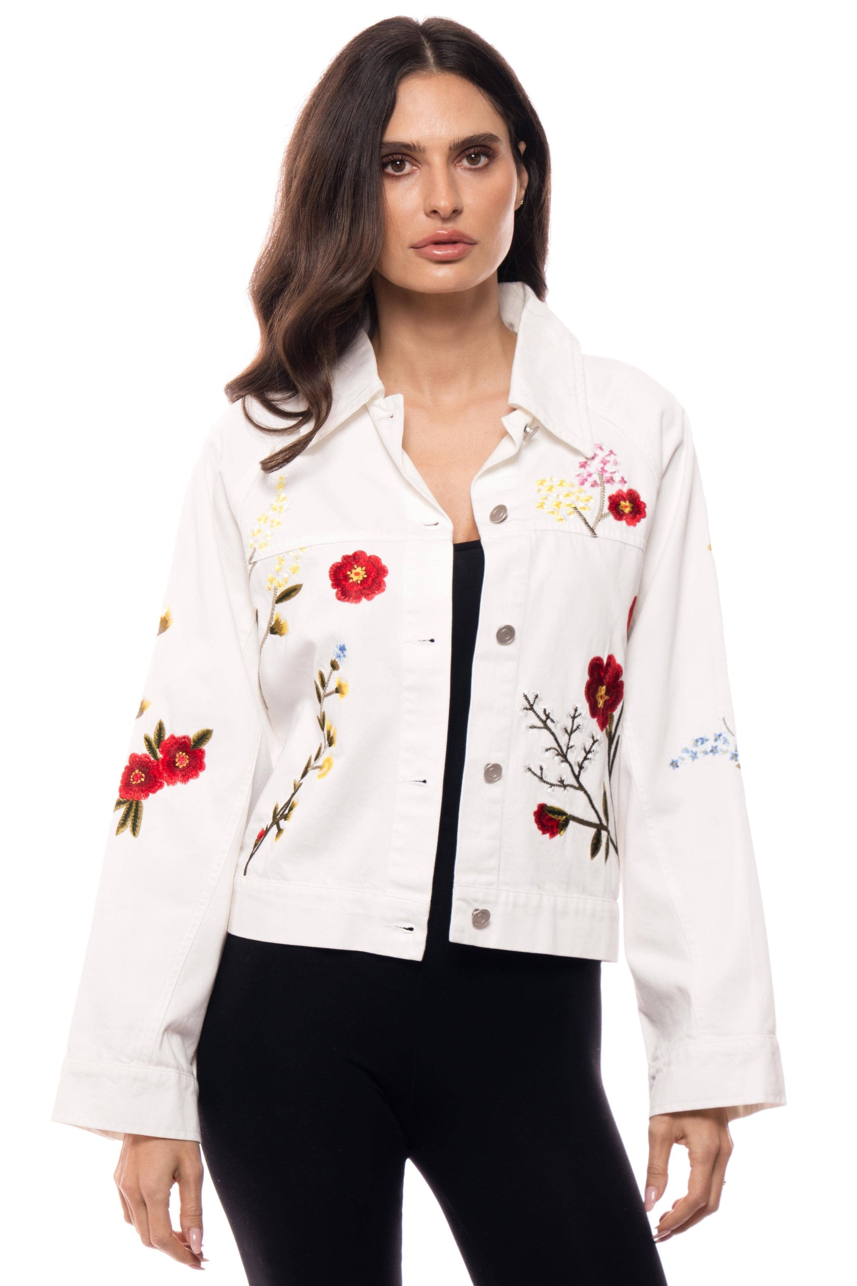 Floral White Denim Jacket