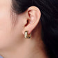 24K Gold Filled Clear Quatrefoil Cz Square Huggies Earrings | AB196