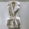 M214 Faux Mink Lapel Vest with Tie Pockets