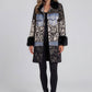 Mixed Media Faux Fur Trim Jacket