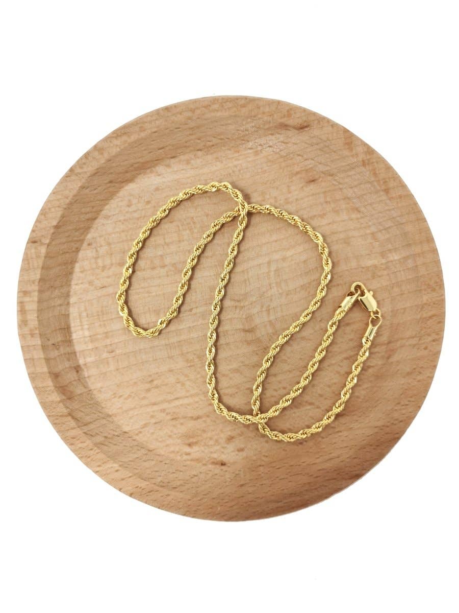 24K Gold Plated Rope Chain Necklace