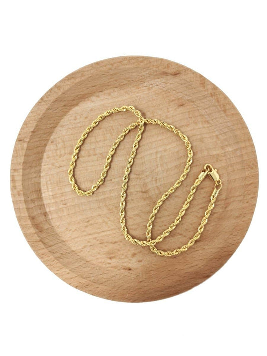 24K Gold Plated Rope Chain Necklace