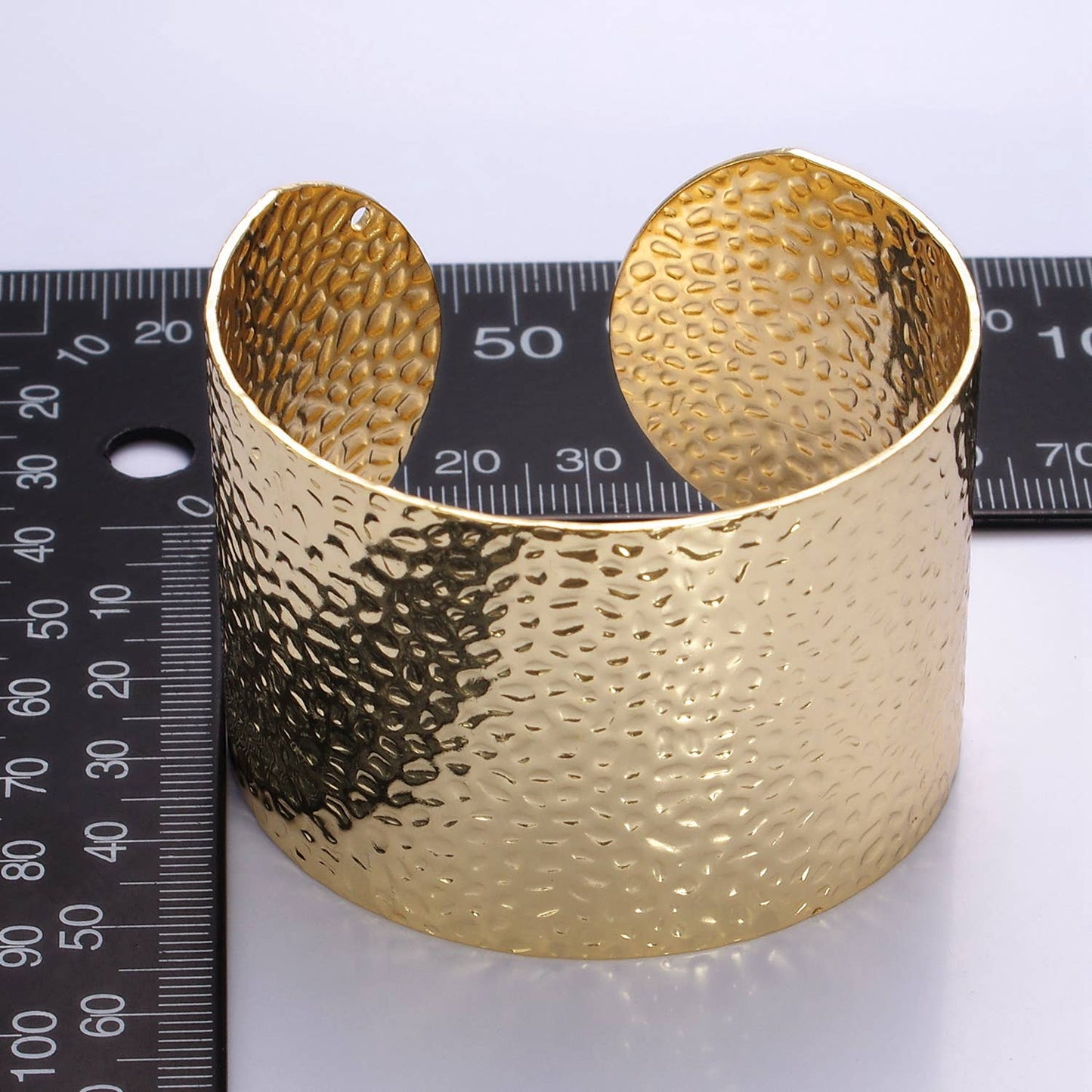 24K Gold Filled Wide Hammered Cuff Bracelet | WA-2520