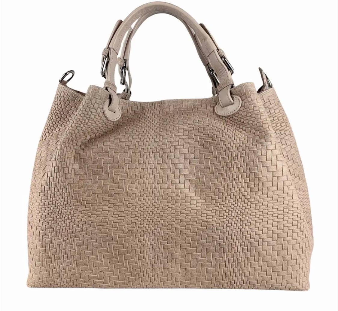 Miw Italian Embossed Woven Leather Handbag
