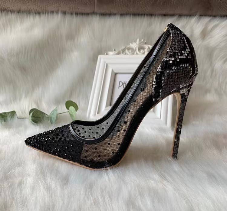 SH022 Sultry Snake Print Rhinestone Stilettos