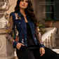 Dark Denim Jacket with Floral Embroidery