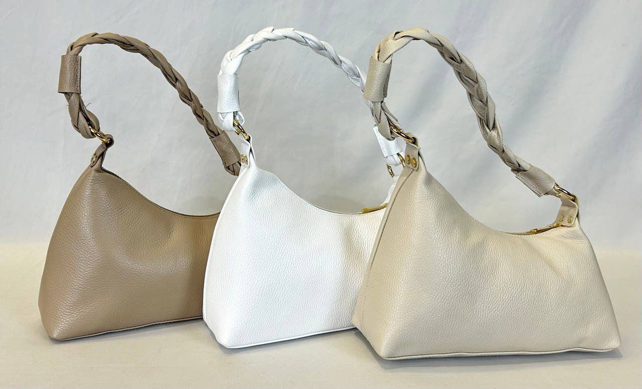 211 Italian Asymmetrical Leather Bag Braided Strap