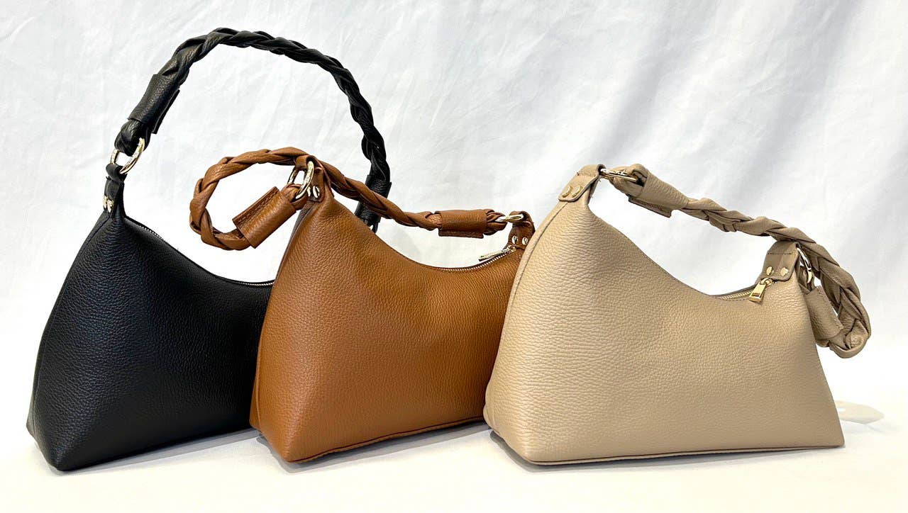 211 Italian Asymmetrical Leather Bag Braided Strap