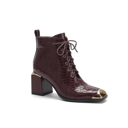 Fantastic Croco Print Metal Heel Bootie