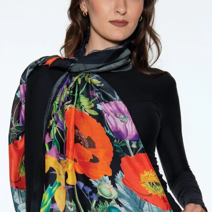 Black Multi Floral Samiya Scarf