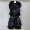M214 Faux Mink Lapel Vest with Tie Pockets